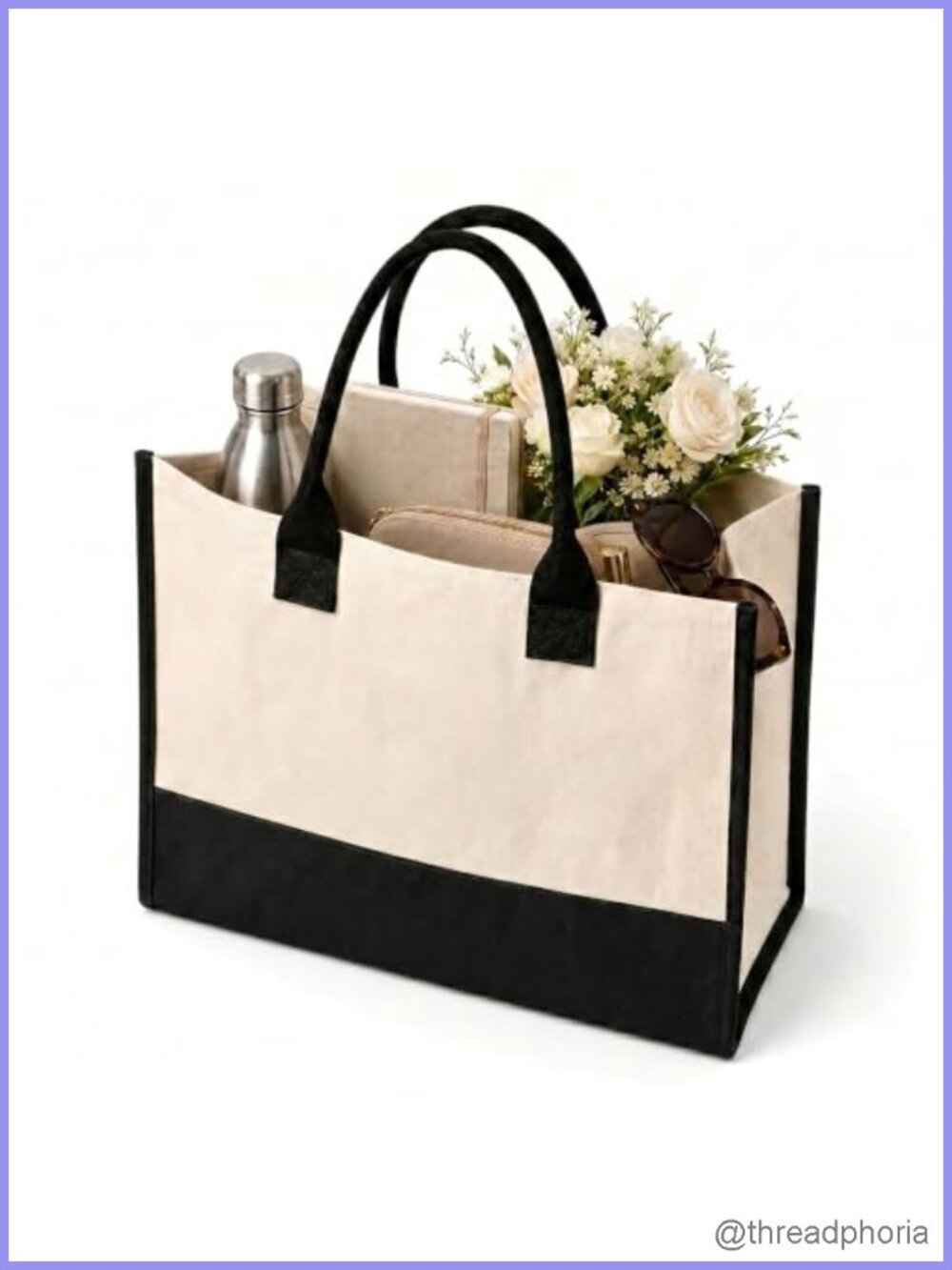 Personalized Initial Monogram Cotton Canvas Tote Bag Large Utility